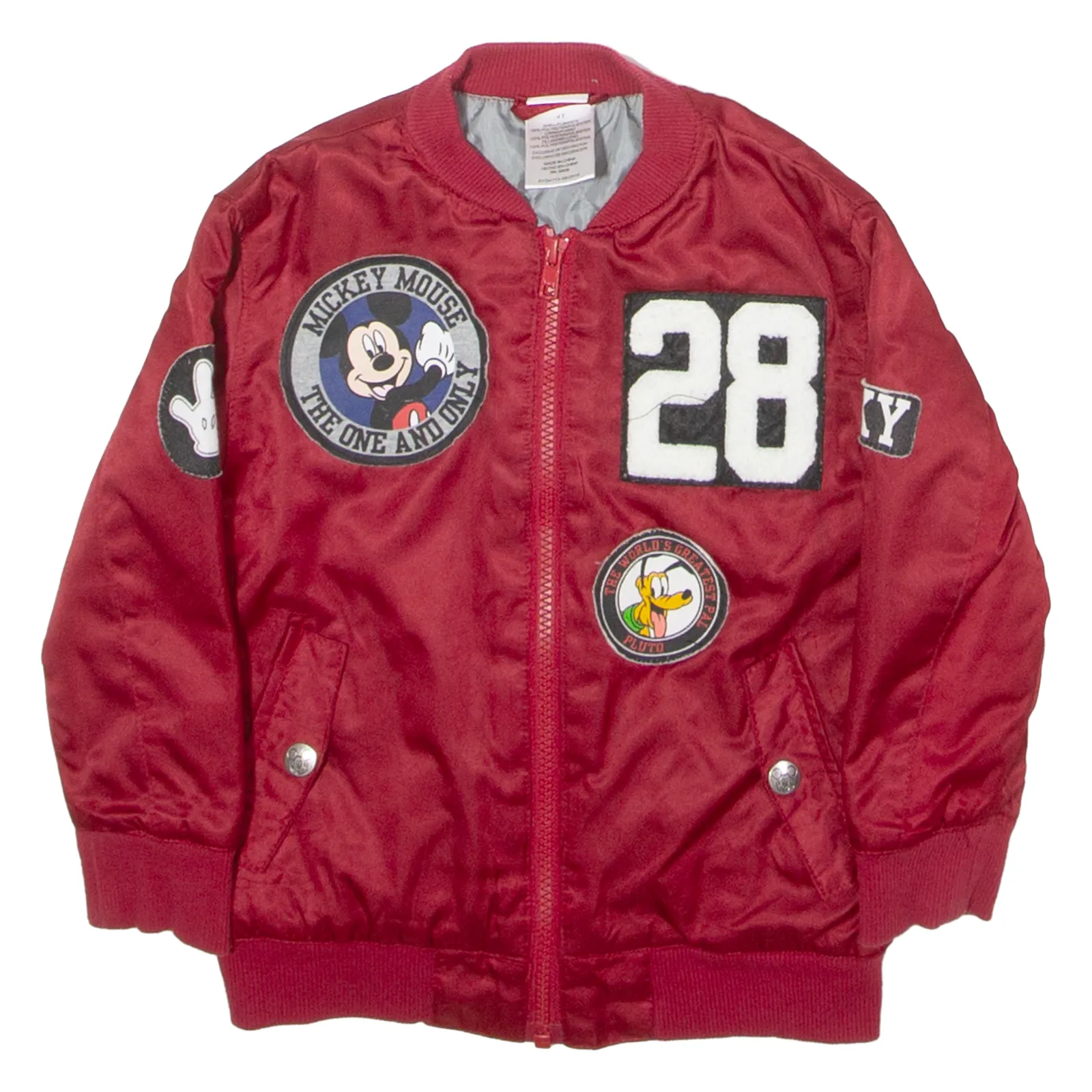 DISNEY Mickey Mouse Boys Bomber Jacket Red Patchwork 3-4Y