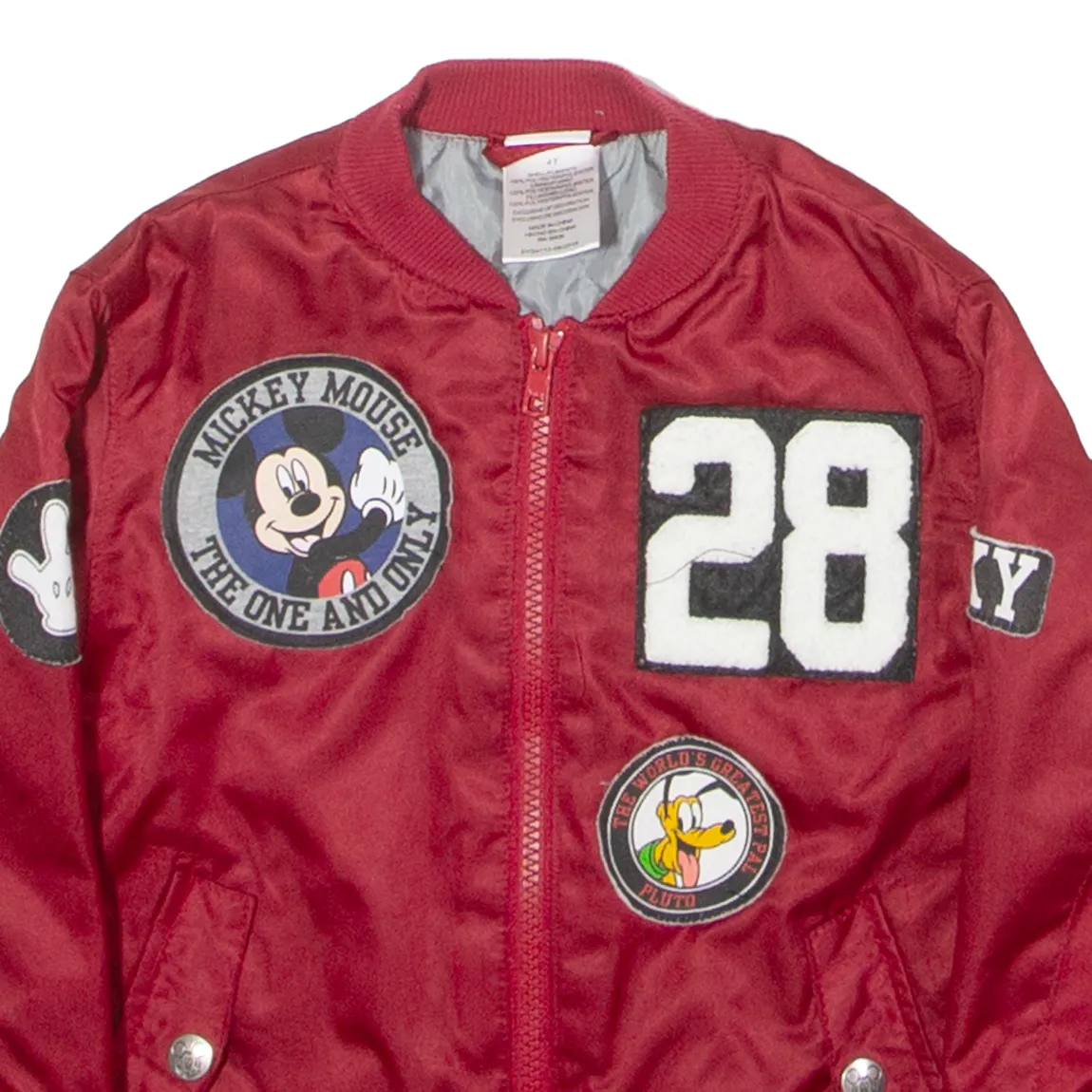 DISNEY Mickey Mouse Boys Bomber Jacket Red Patchwork 3-4Y