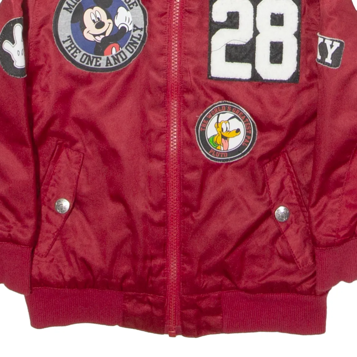 DISNEY Mickey Mouse Boys Bomber Jacket Red Patchwork 3-4Y