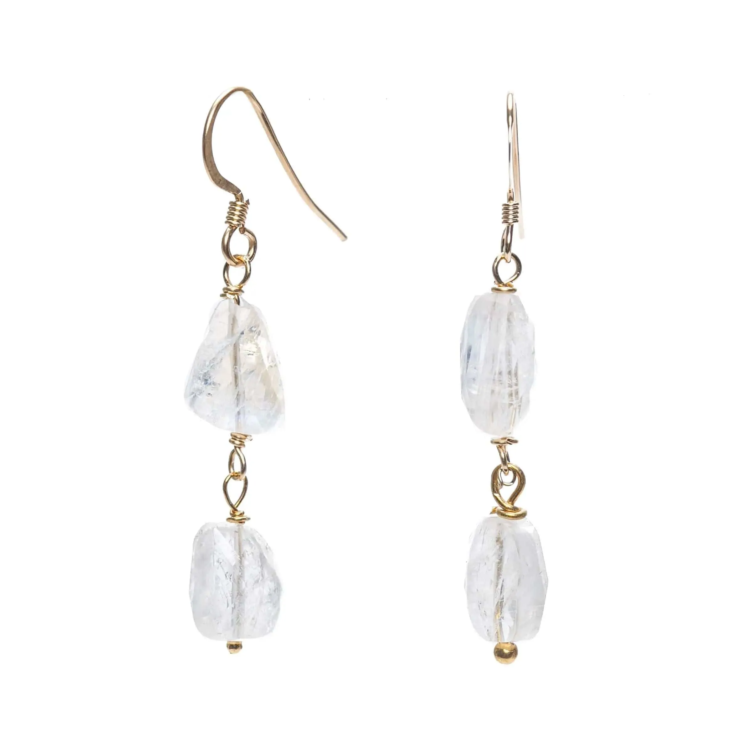 Double Moonstone Drop Earrings