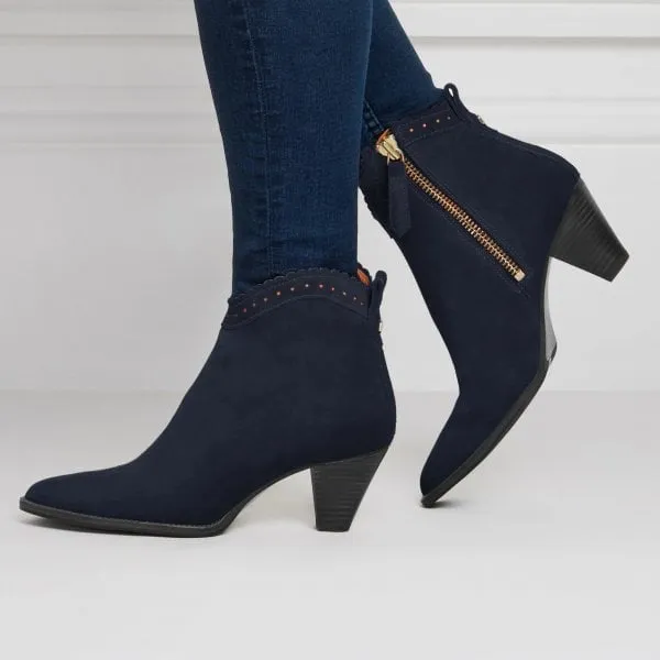 Fairfax & Favor Womens Regina Ankle Boot in Navy Suede