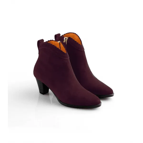 Fairfax & Favor Womens Regina Ankle Boot in Plum Suede