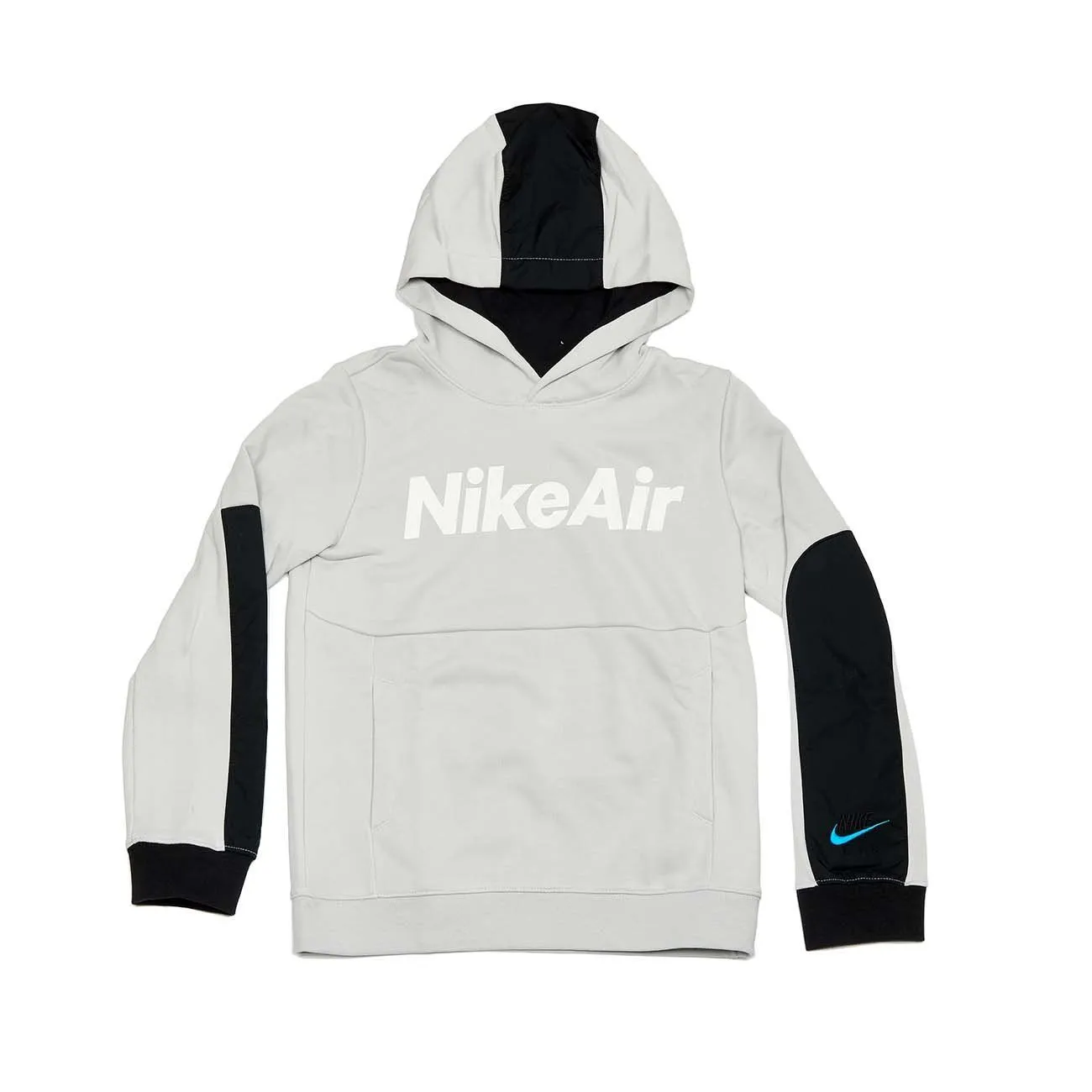 FELPA CON CAPPUCCIO NIKE AIR CON INSERTI IN NYLON Bambino Grigio Bianco