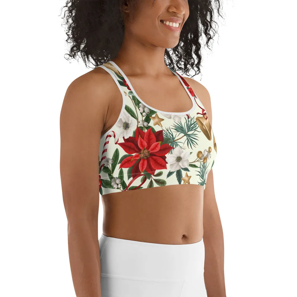 Festive Floral Delight Sports Bra