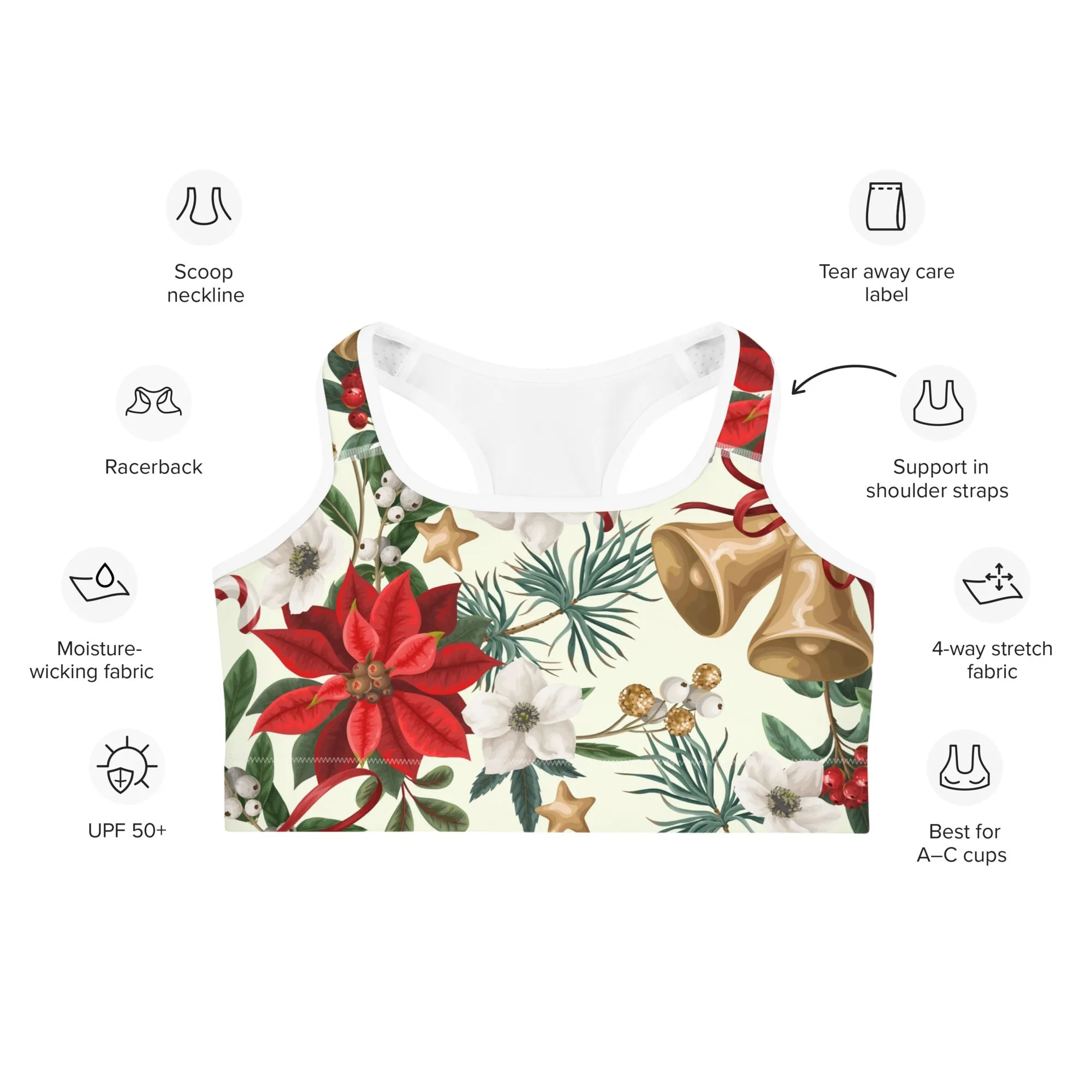 Festive Floral Delight Sports Bra