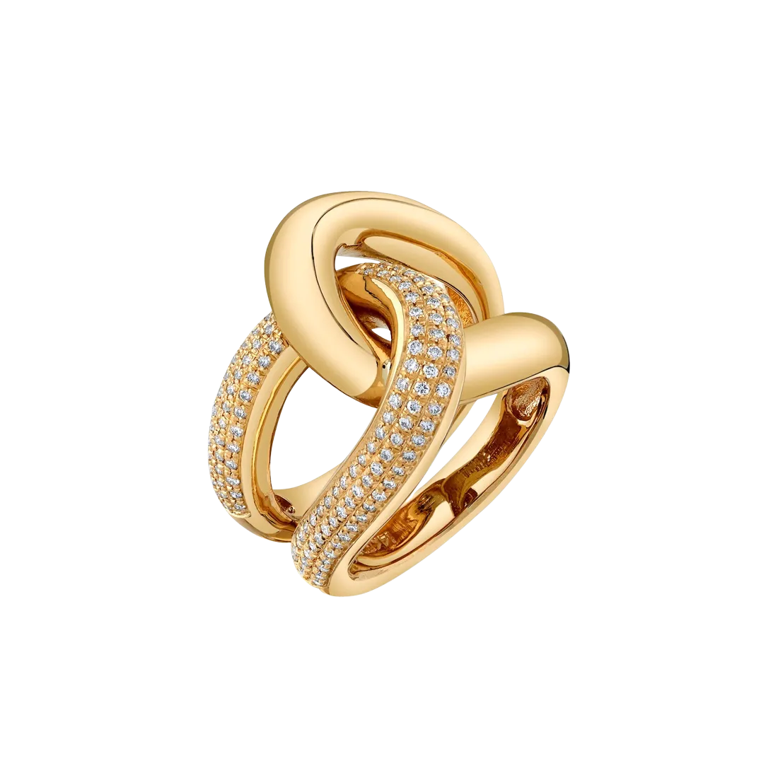 Full Link Ring with White Pavé Diamonds