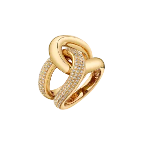 Full Link Ring with White Pavé Diamonds