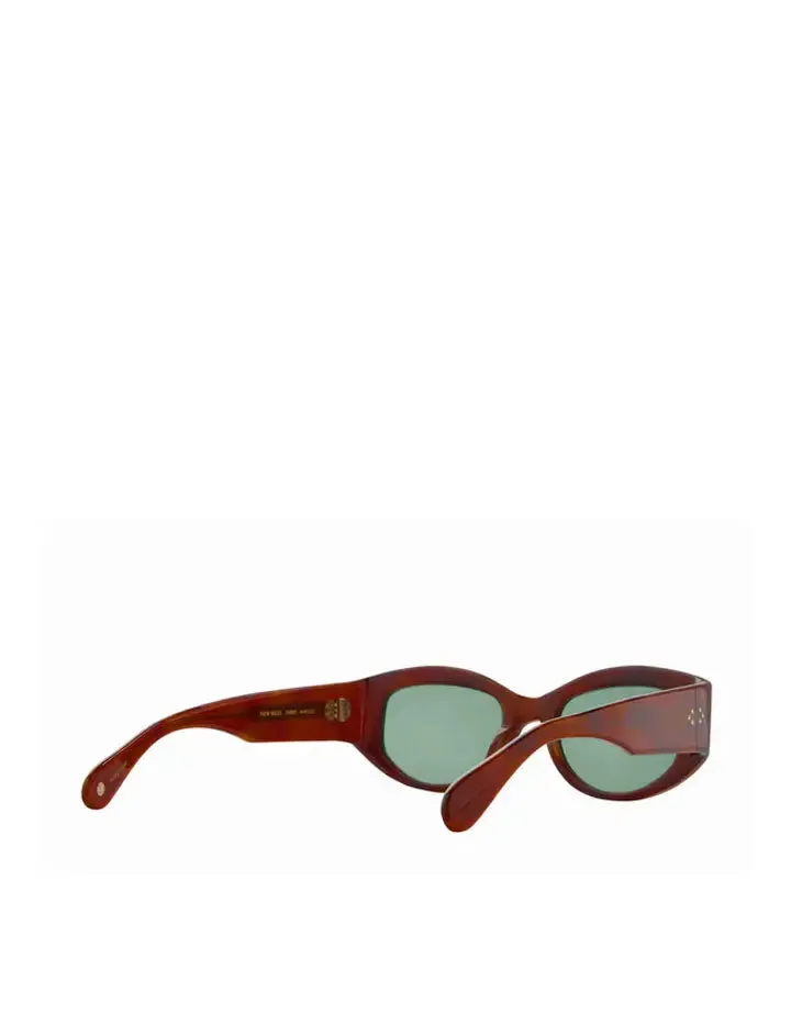 Garrett Leight Retro Biggie 49 Sunglasses Vintage Burnt Tortoise/Veridian