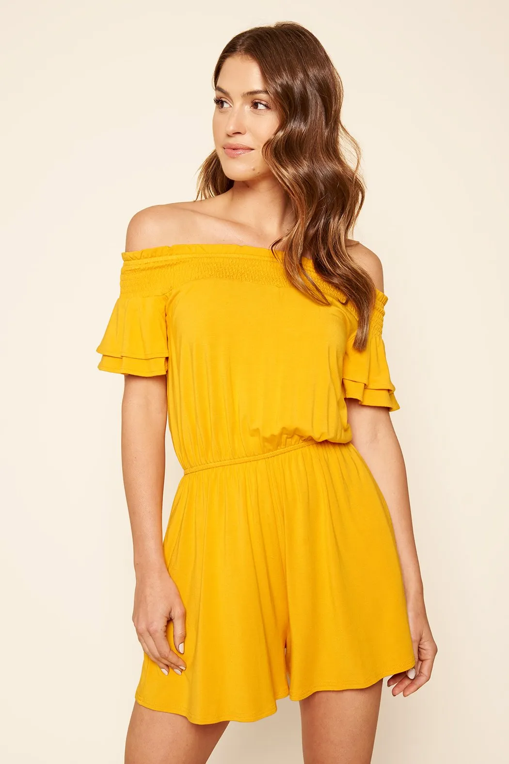 Gemma Off the Shoulder Jersey Knit Romper