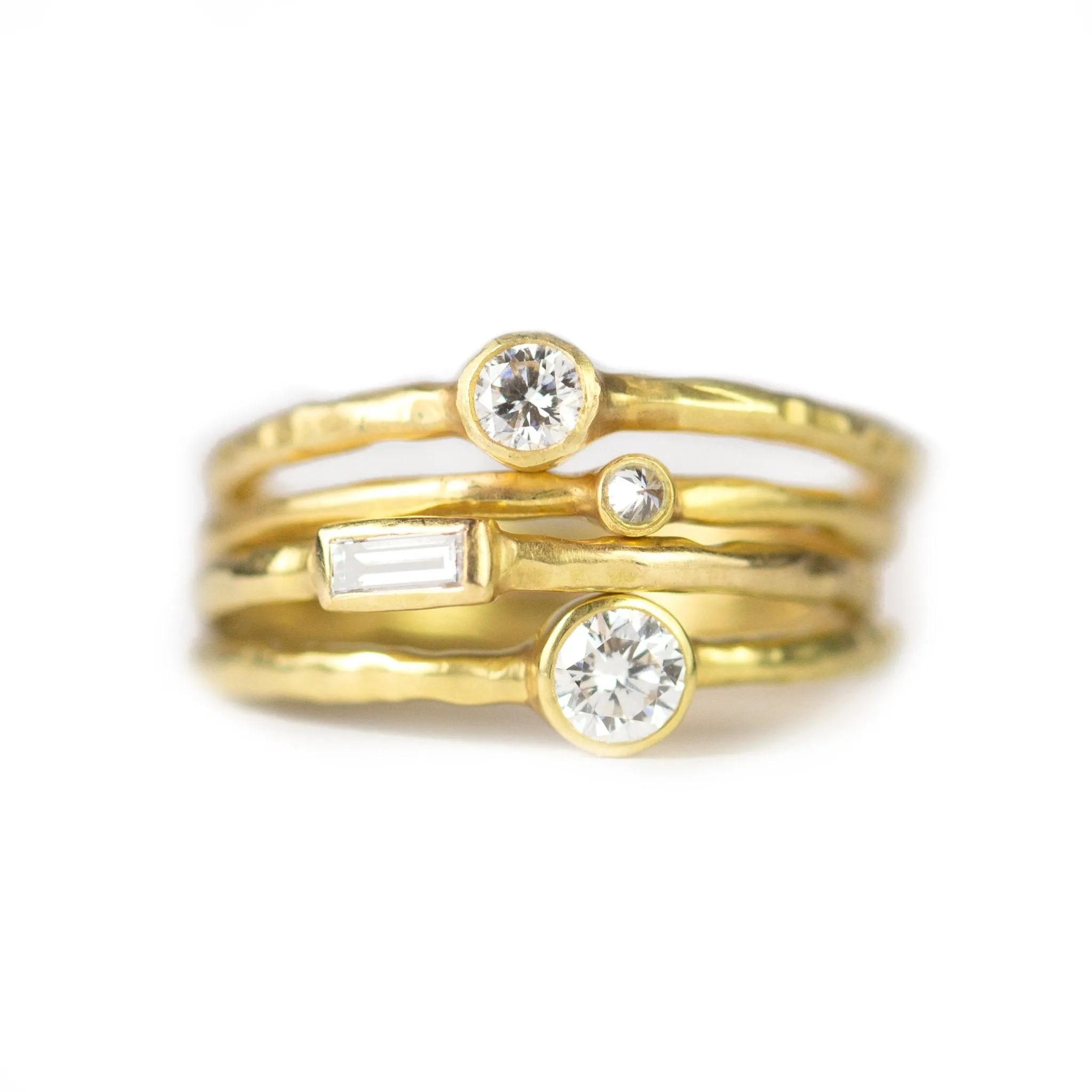 Gold and Full Cut Diamond Stacking Ring