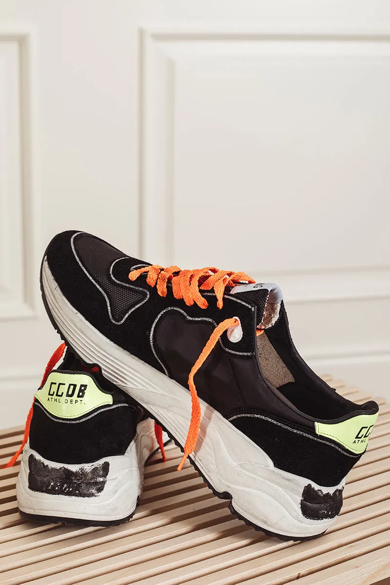 GOLDEN GOOSE Sneakers uomo Running Sole nera in suede e canvas