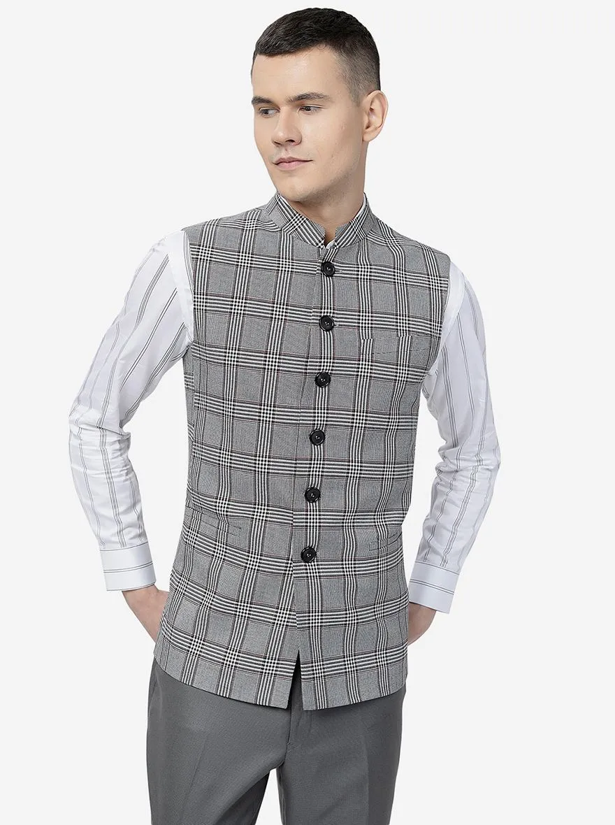 Grey Checked Regular Fit Modi Jacket | JadeBlue