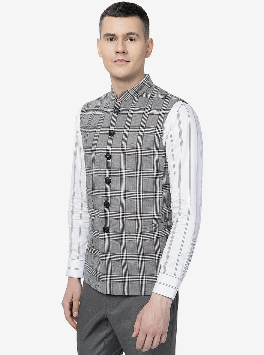 Grey Checked Regular Fit Modi Jacket | JadeBlue