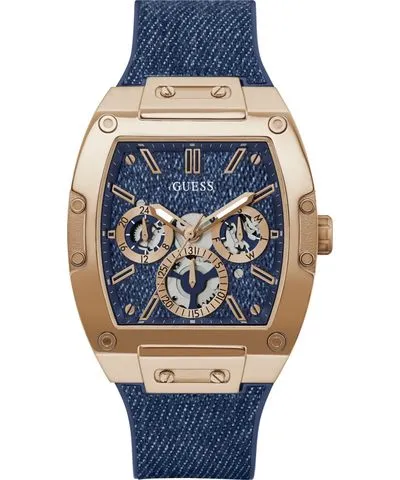 Guess Men's Multi-Function Blue Denim or Silicone Watch 42mm