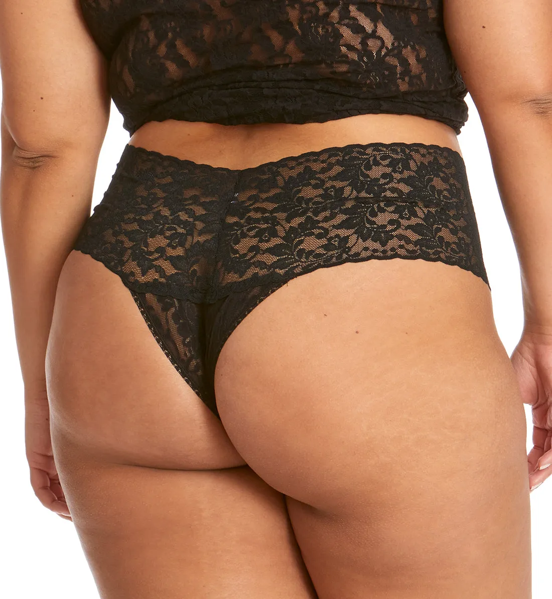 Hanky Panky Plus Size Retro Lace Thong (9K1926X) - Black