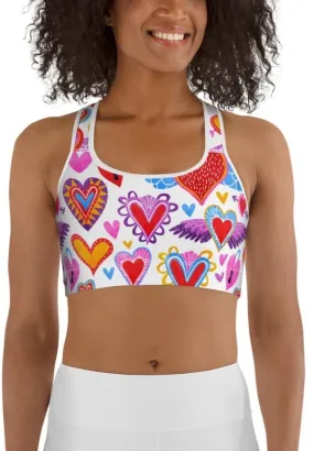 Heart Pattern Sports Bra