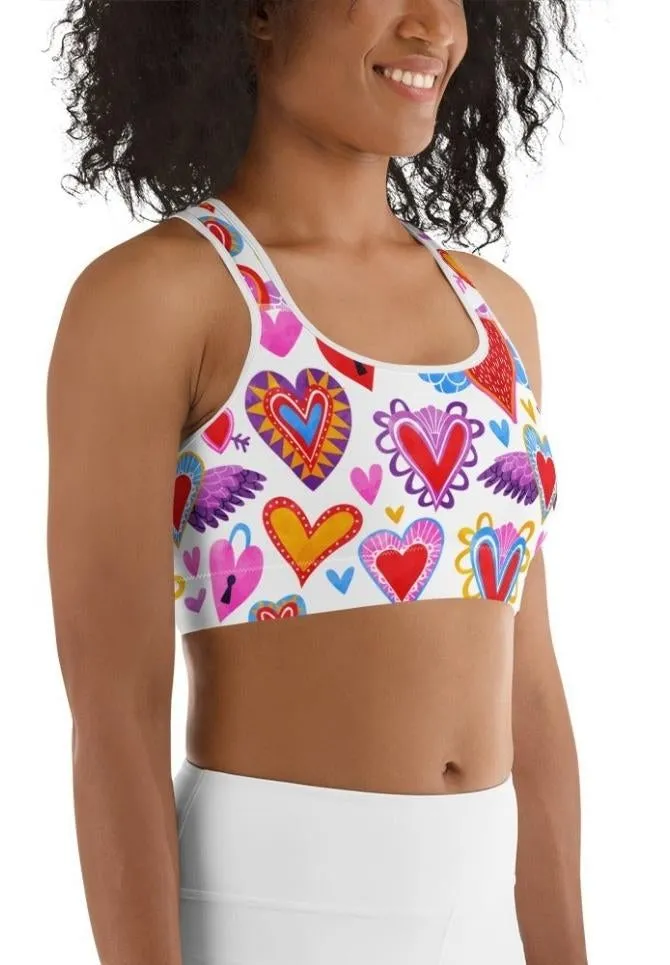 Heart Pattern Sports Bra