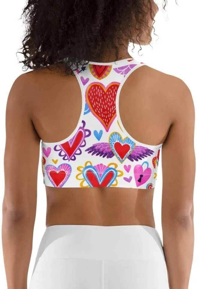 Heart Pattern Sports Bra