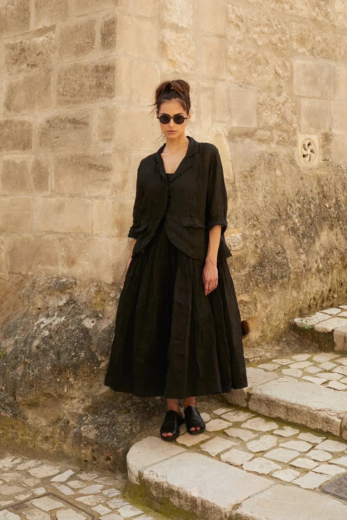 Henri Gauze Linen Jacket - Black