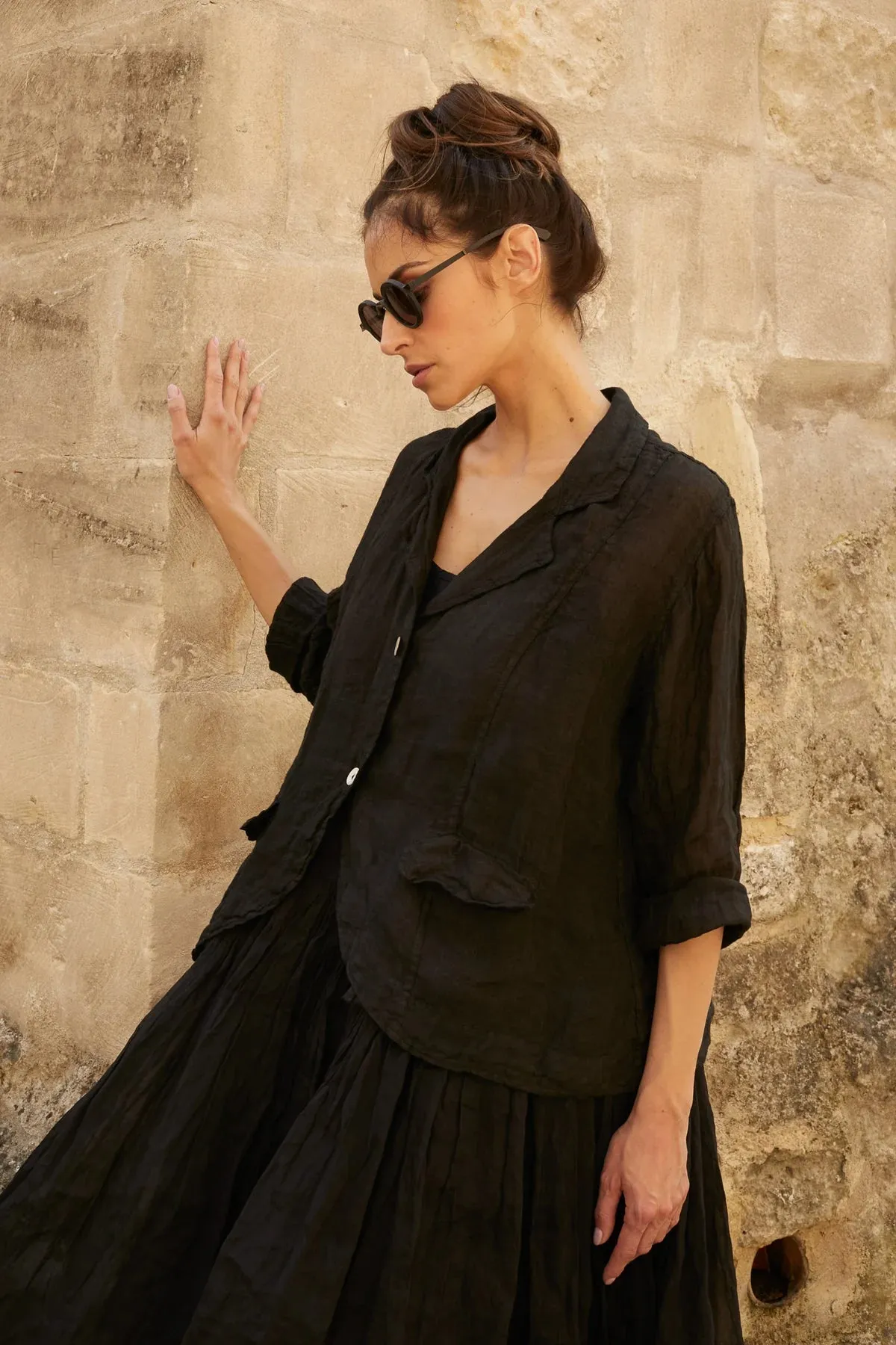 Henri Gauze Linen Jacket - Black