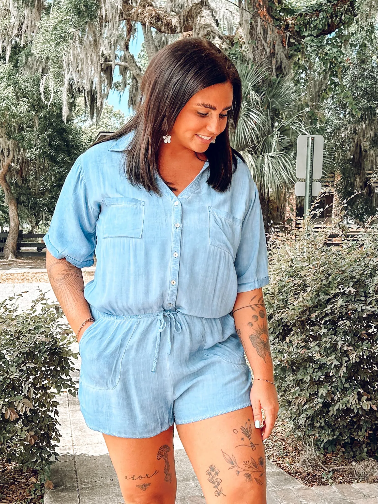 His Shirt Romper | Blue