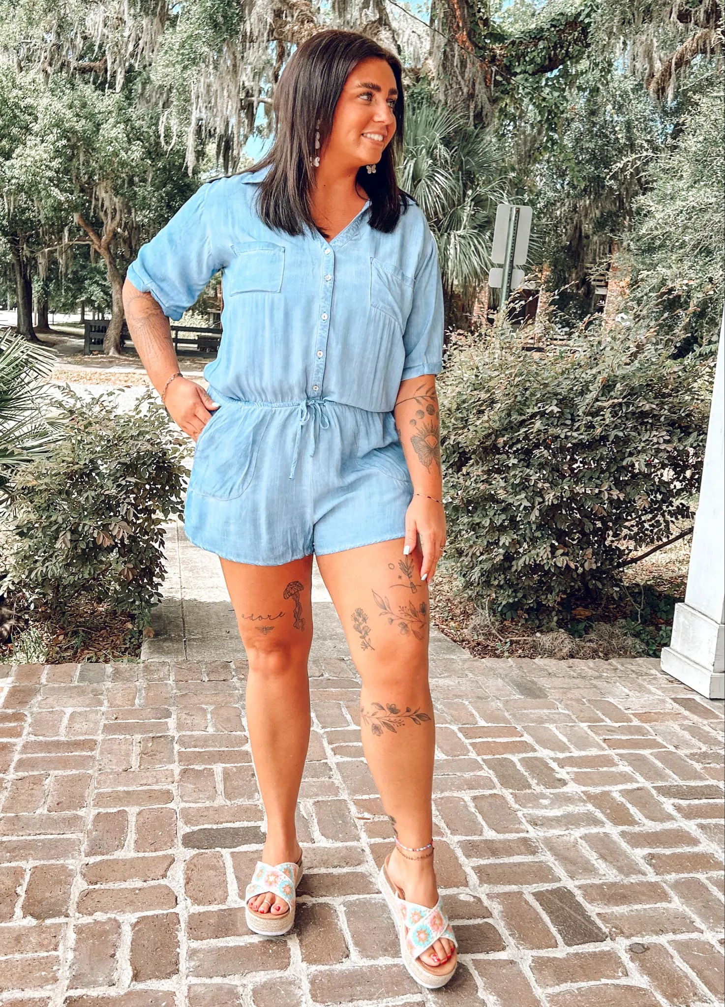 His Shirt Romper | Blue