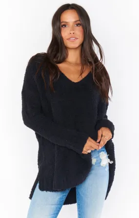 Hug Me Sweater ~ Black Fuzzy Knit