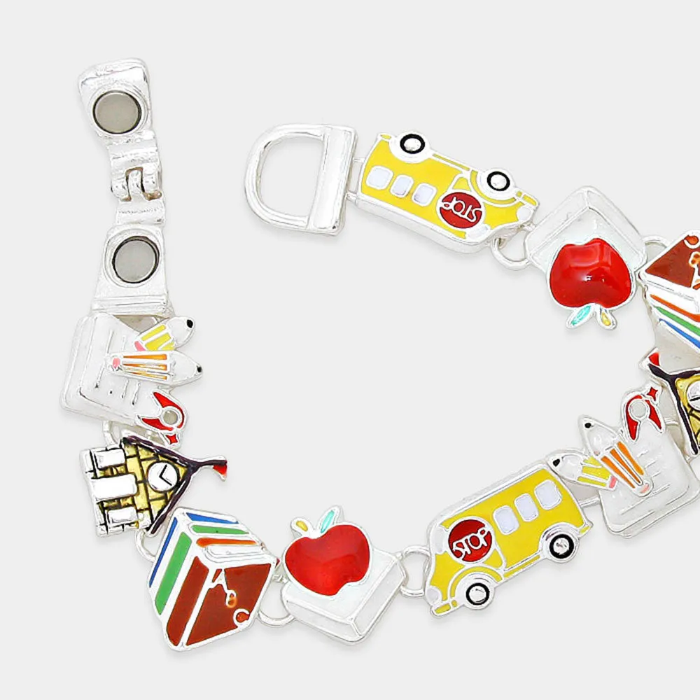 iLLASPARKZ Enamel Apple School Bus Link Magnetic Bracelet