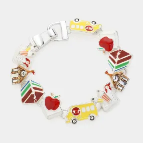 iLLASPARKZ Enamel Apple School Bus Link Magnetic Bracelet