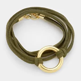 iLLASPARKZ Metal hoop & double tier faux suede wrap toggle bracelet