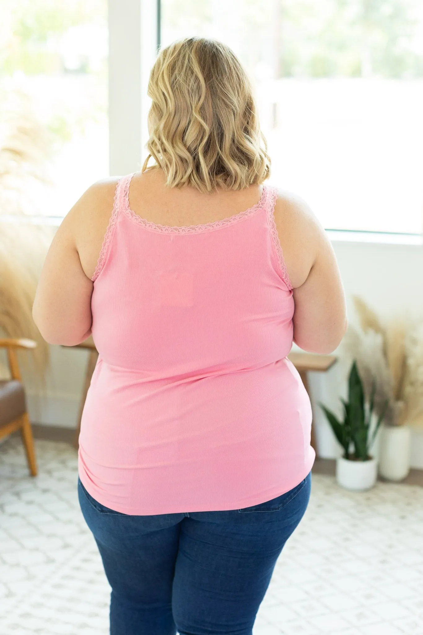 IN STOCK Lexi Lace Tank - Pink