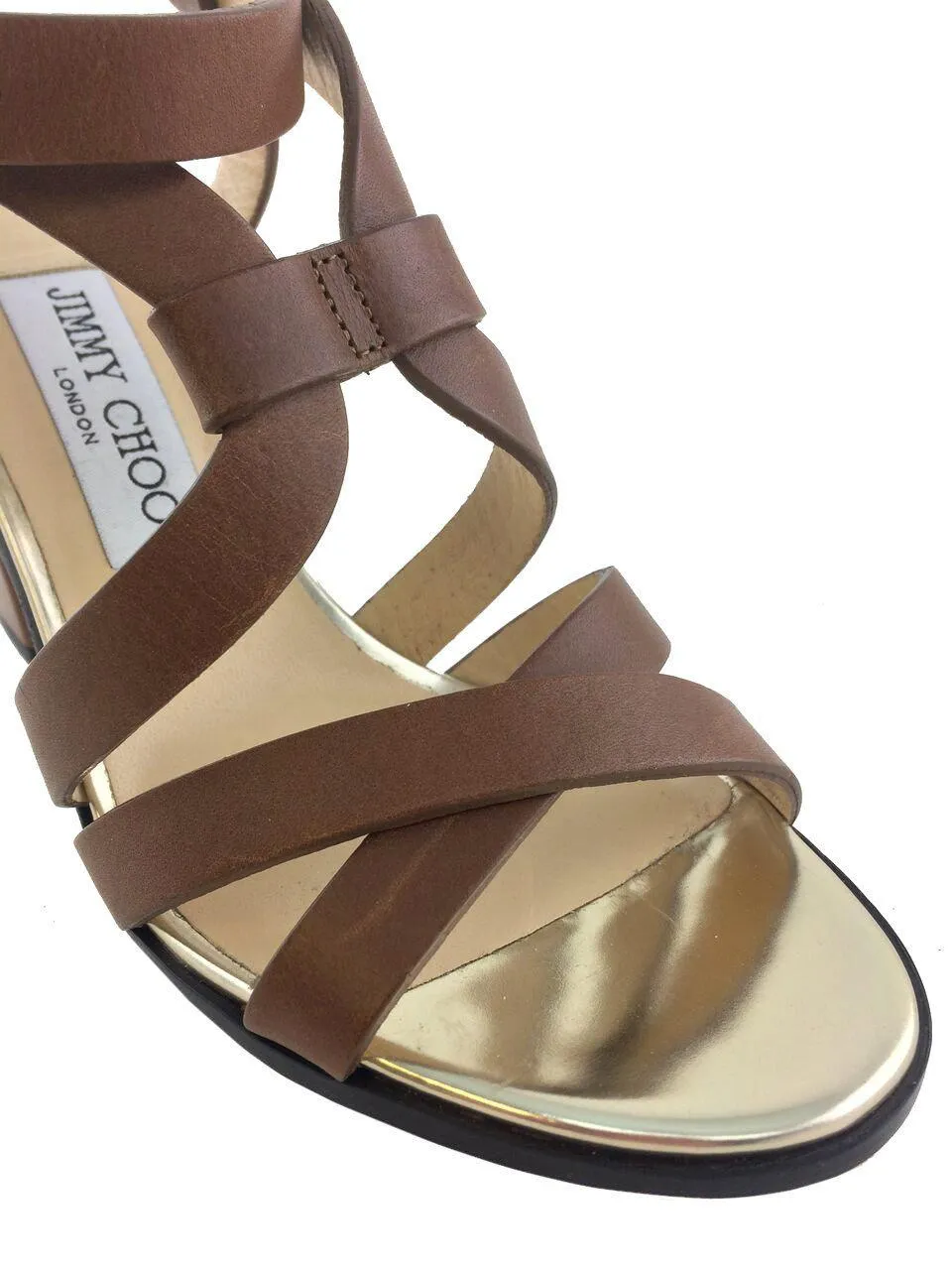 Jimmy Choo Leather Strappy Block Heel Sandals Size 7