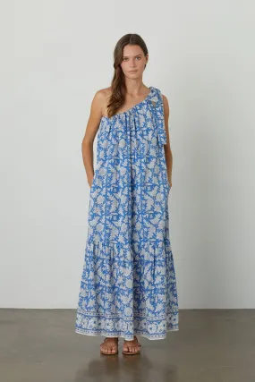 JOANNA ONE SHOULDER PRINTED MAXI DRESS IN ASUL