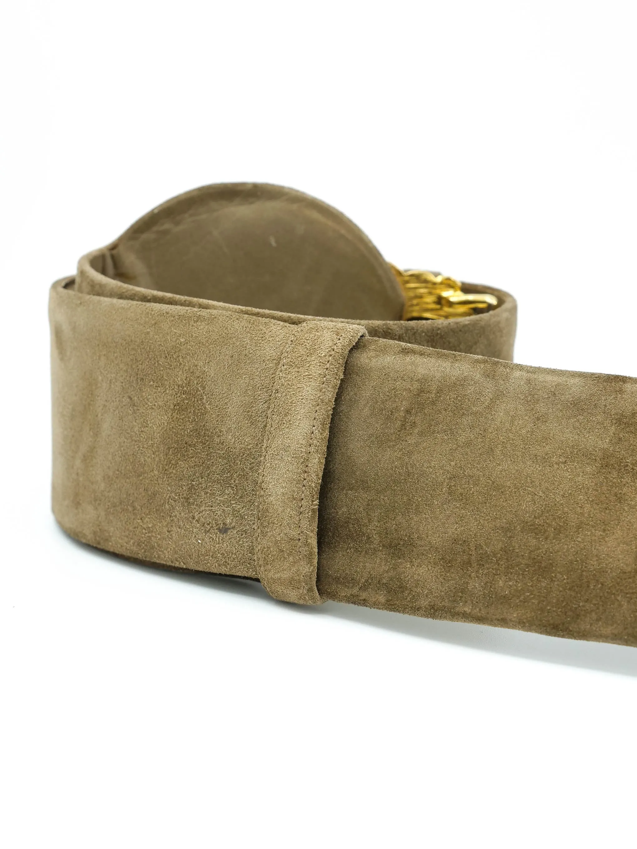 Judith Leiber Greek Coin Motif Suede Belt