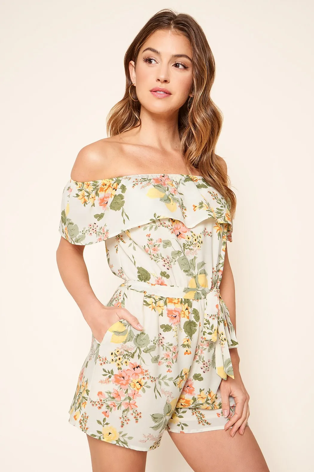 Kailey Floral Off the Shoulder Romper