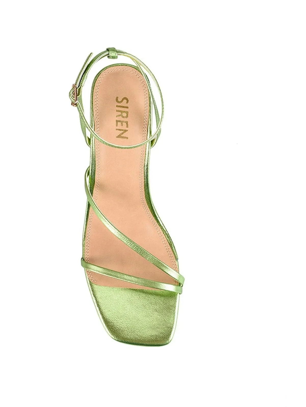 Kandice Block Heel Sandals - Lime Green Metallic Leather