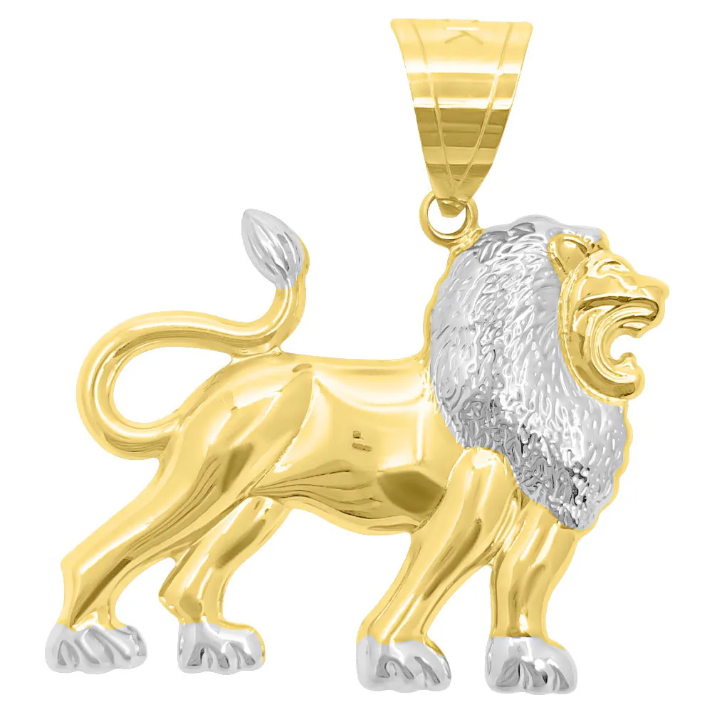 Lion Full Body Detailed 10K Yellow Gold Pendant