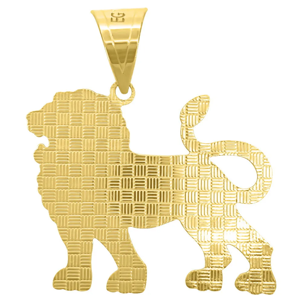 Lion Full Body Detailed 10K Yellow Gold Pendant