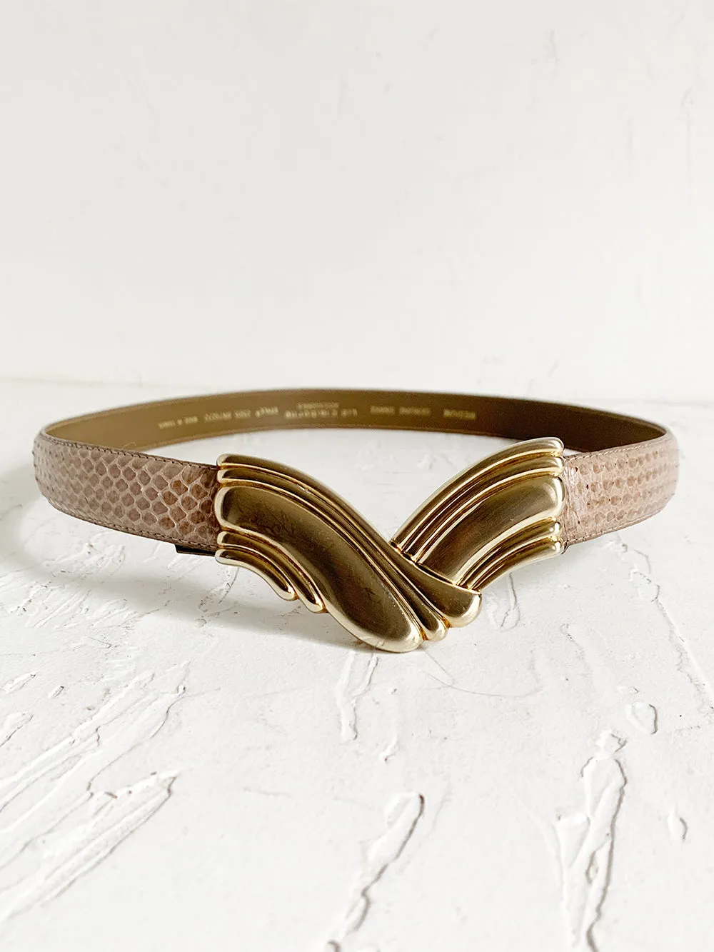 LizClairborne Snakeskin Statement Buckle Belt