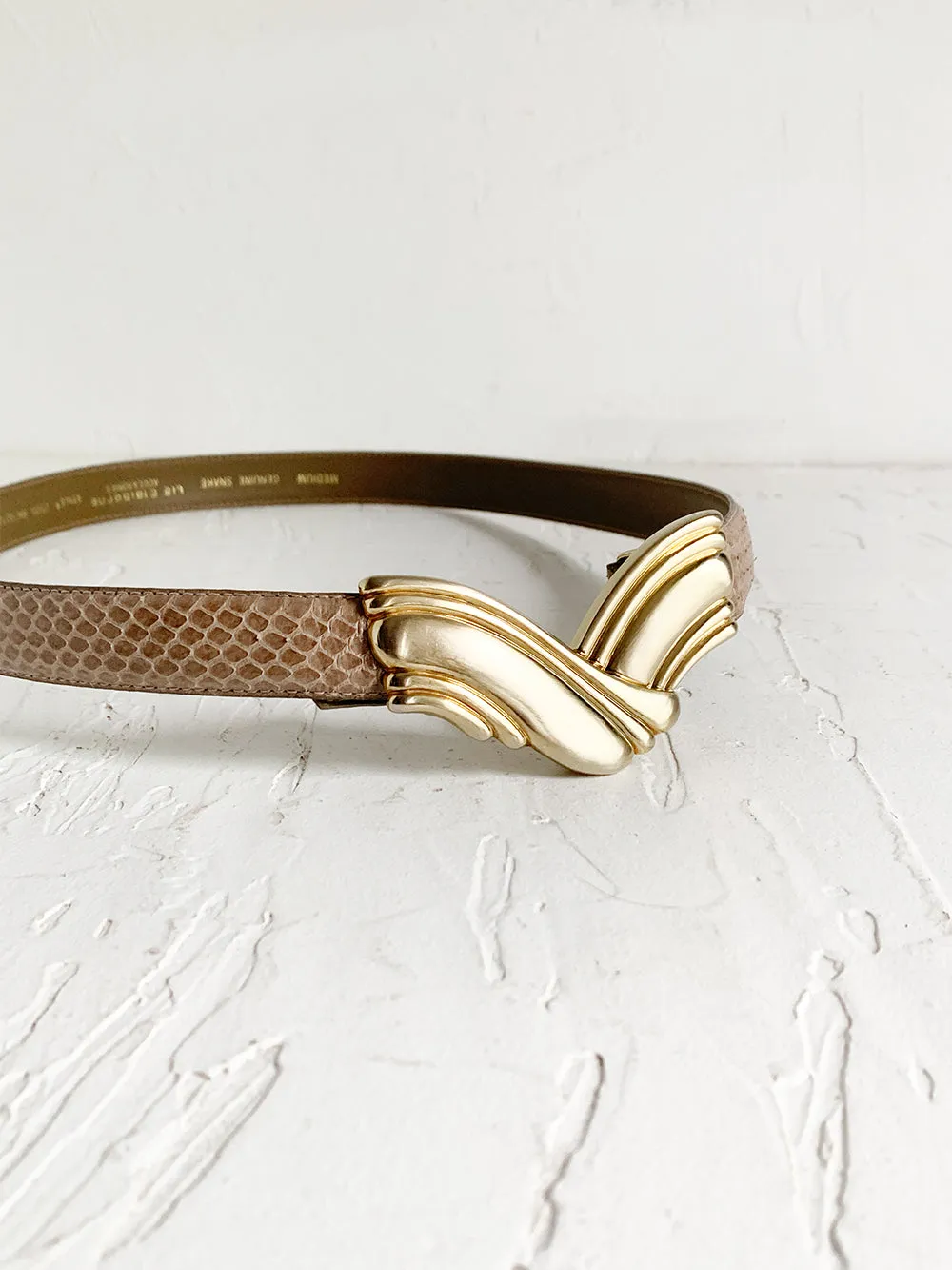 LizClairborne Snakeskin Statement Buckle Belt