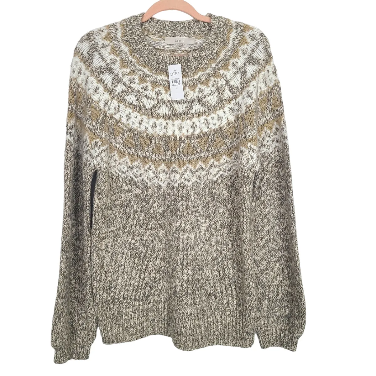 Loft Marled Fair Isle with Gold Glitter Thread Sweater NWT- Size L (sold out online)