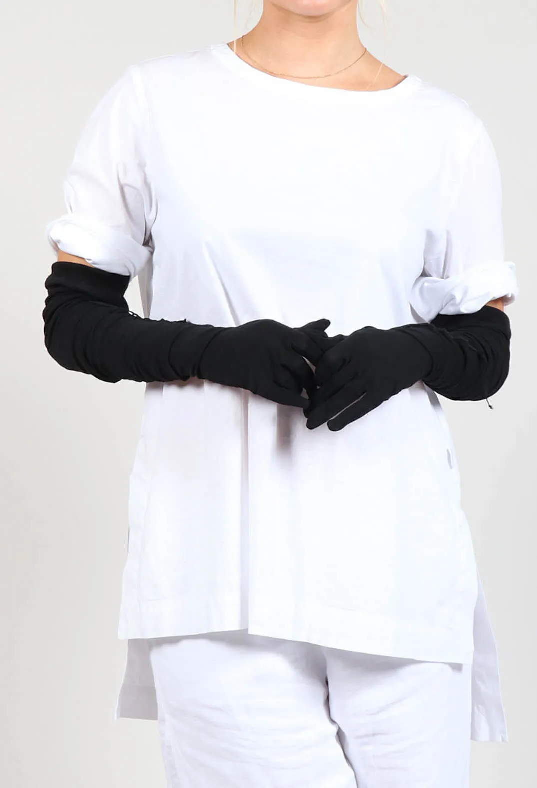 Long Jersey Gloves in Black