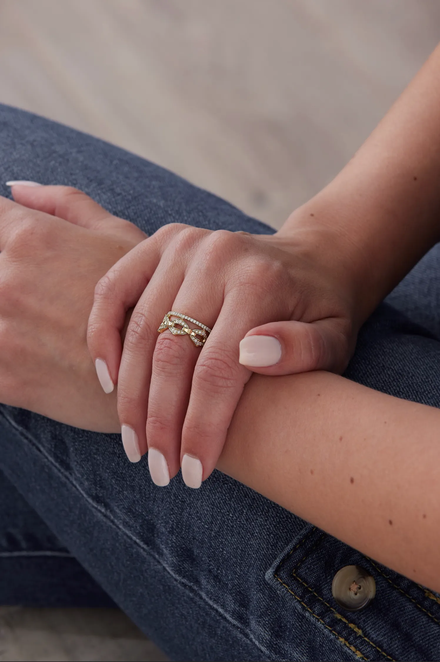 Lucia Diamond and Gold Full Link Ring