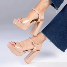 Madison Aubrey Block Heel Sandal - Nude