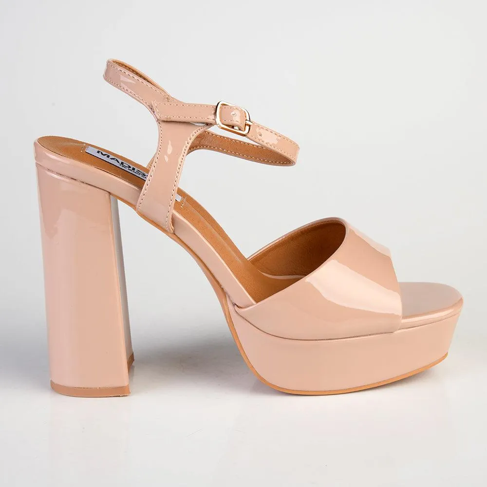 Madison Aubrey Block Heel Sandal - Nude