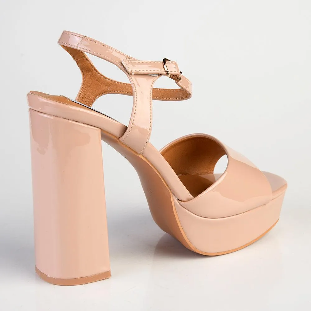 Madison Aubrey Block Heel Sandal - Nude