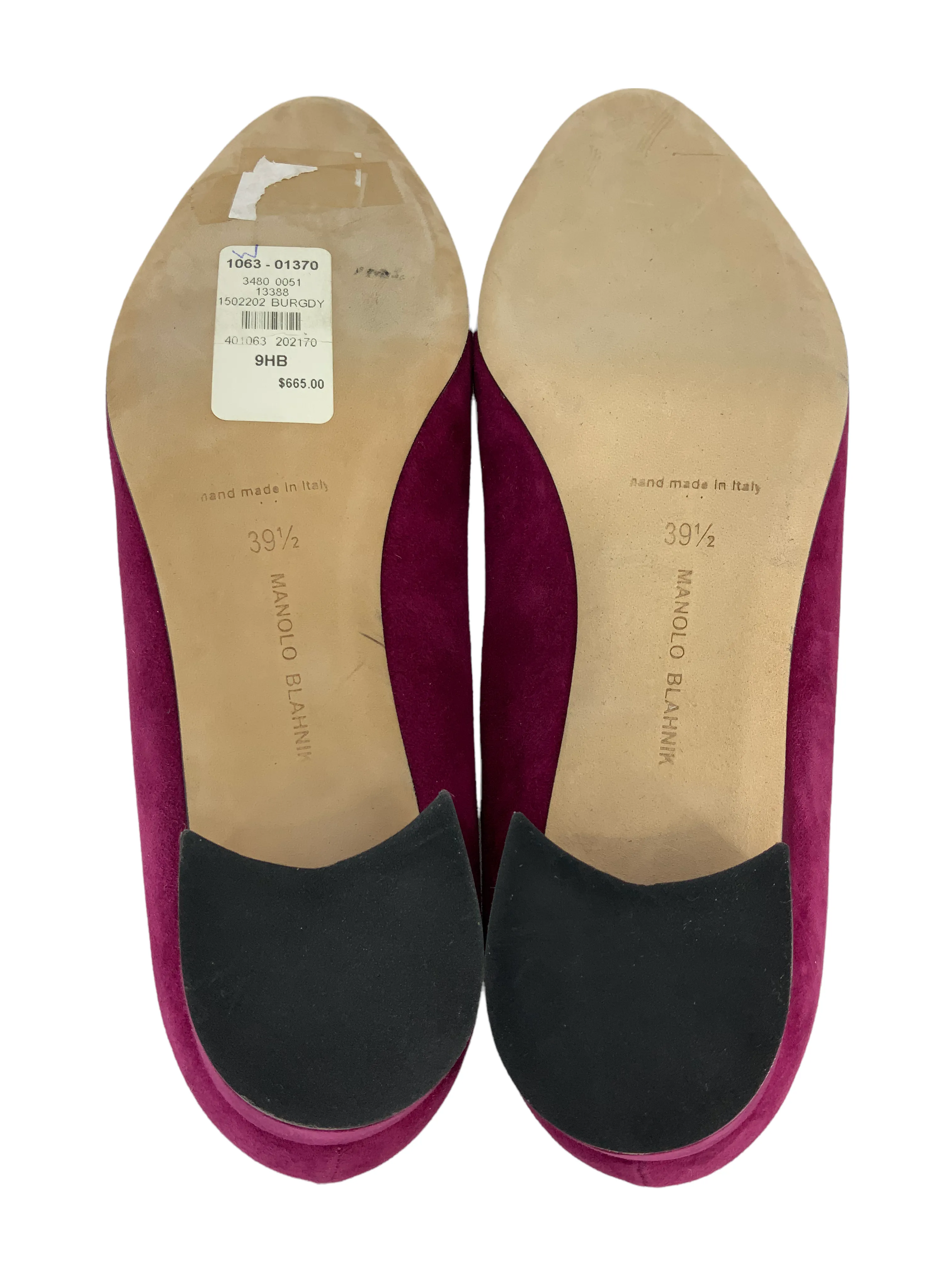 Manolo Blahnik Listony Block-Heel Suede Pumps 9.5