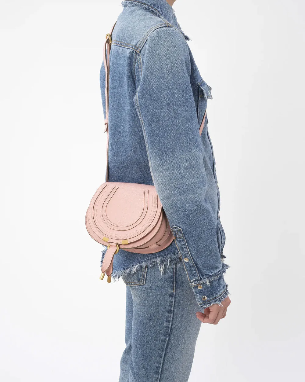 Marcie Small Saddle Bag in Blossom Pink