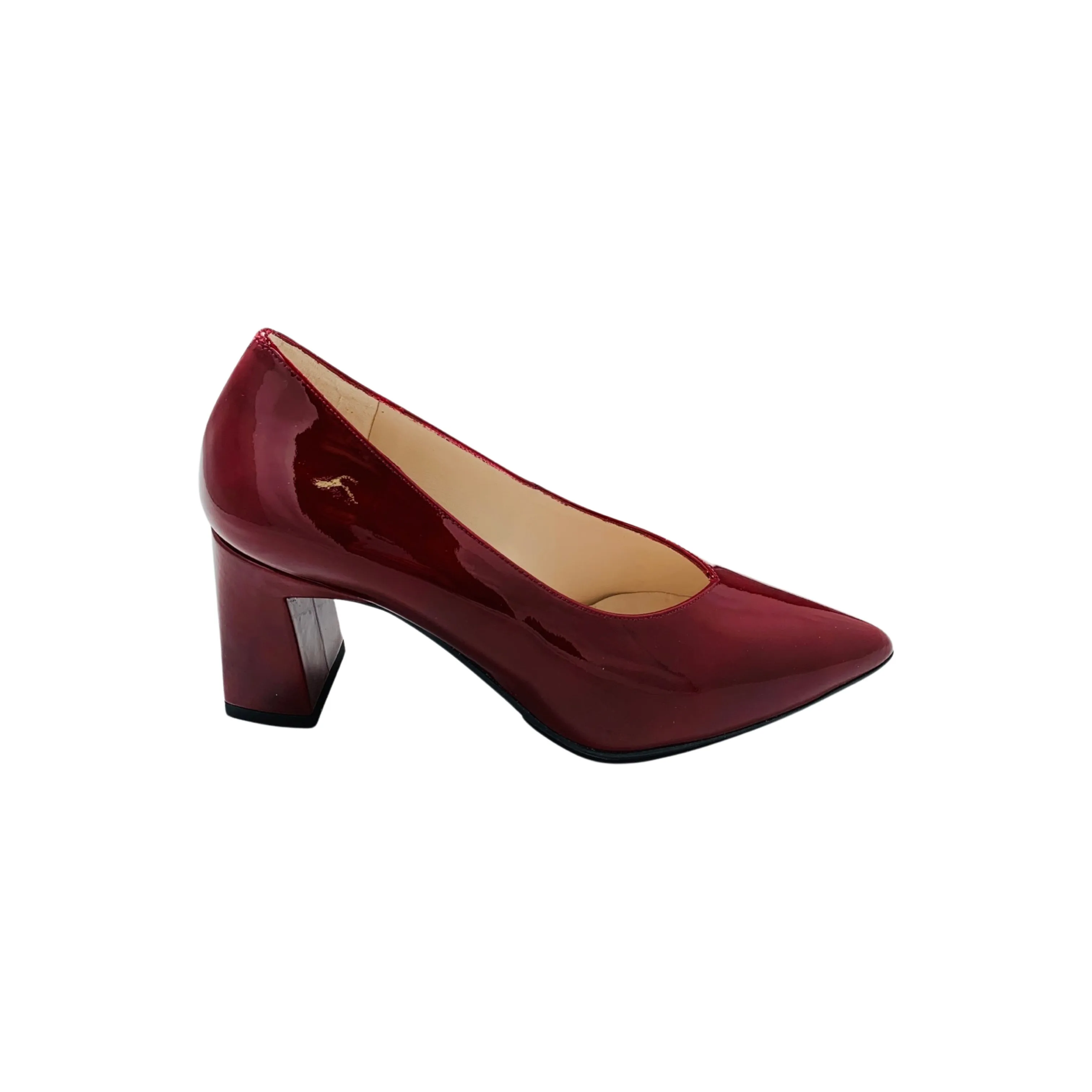 Masana Red Patent Block Heel Pump