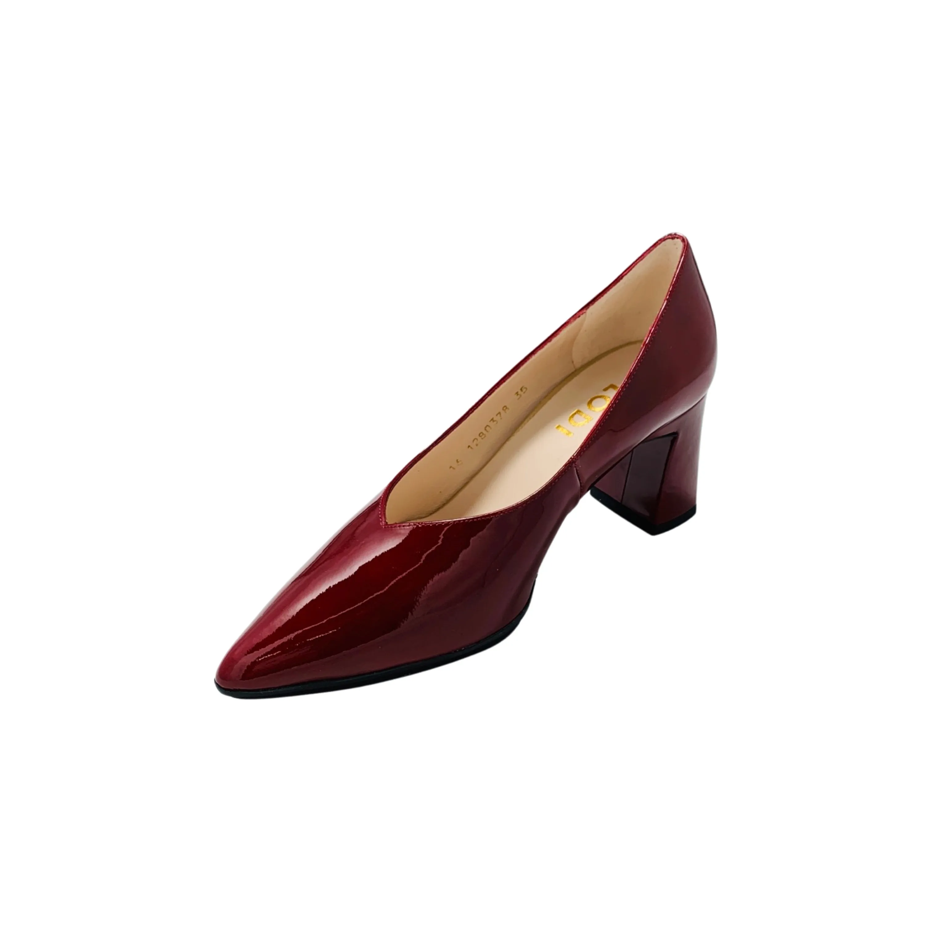 Masana Red Patent Block Heel Pump